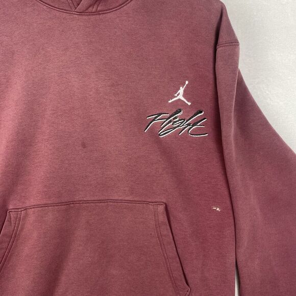 Jordan Hoodie Adult Medium Cherry Red Sweatshirt Logo Pockets Pullover Casual - Picture 5 of 11